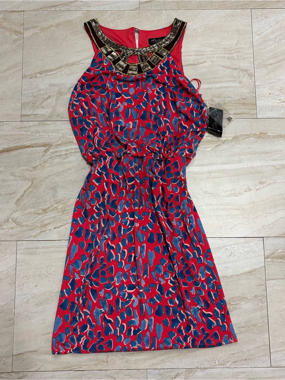 Thalia Sodi Womens Size XS Red Blue Leopard Print Dress